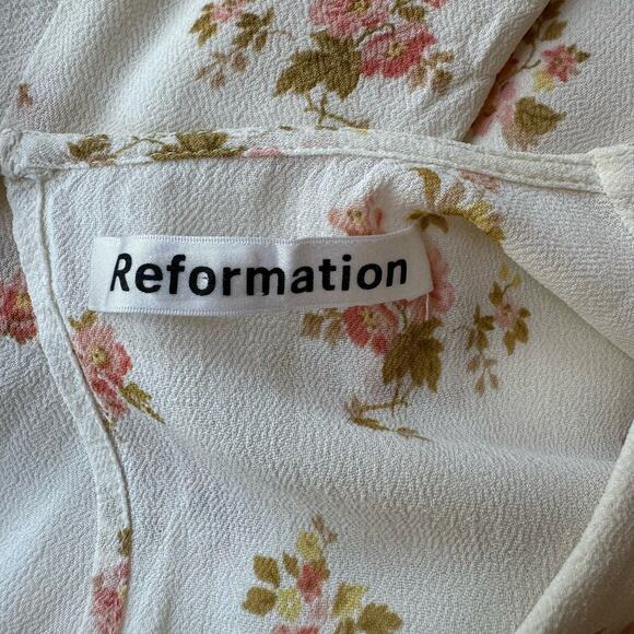 Reformation Floral Mini Dress in Cream and Pink - Picture 9 of 13